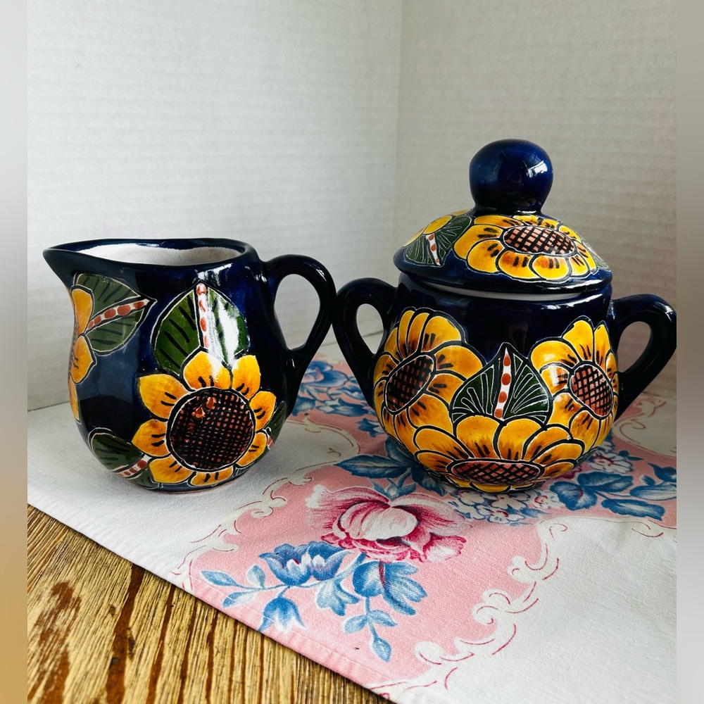 Sugar & Creamer Lecherita Talavera Made in Mexico
